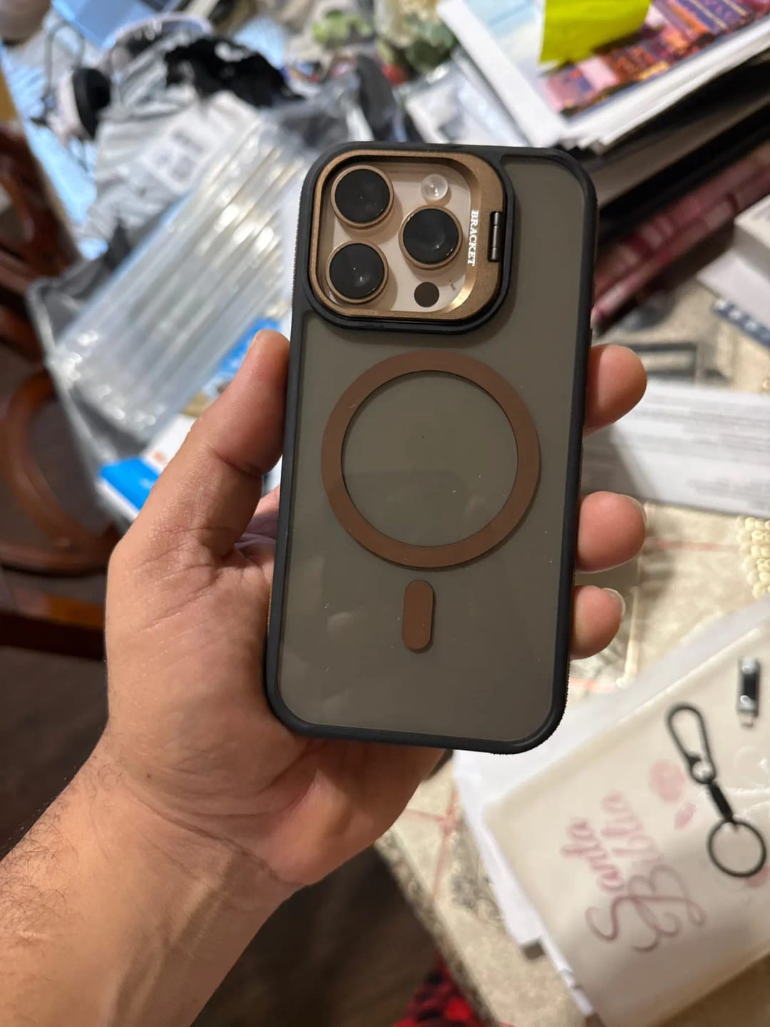 Customer photo review of LuxuryKase Matte Magnetic Cover Transparent Magsafe Kickstand Stand Phone Case For iPhone & Samsung Series