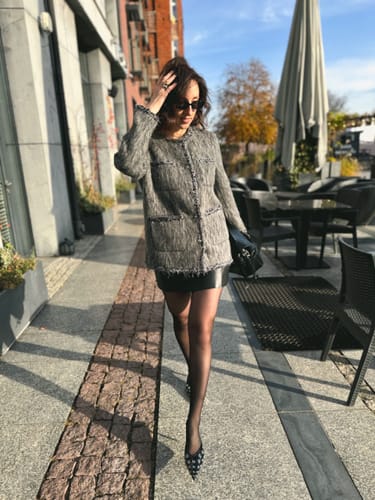 Customer photo review of LILY Lambswool Blend Tweed-Style Wool Jacket