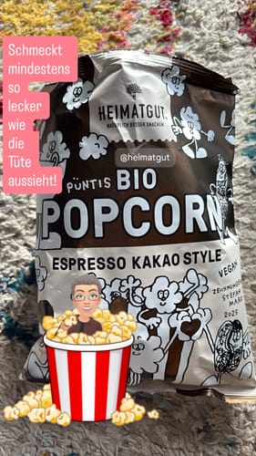 Kundenbewertung mit Foto zu Püntis BIO Popcorn Espresso Kakao Style