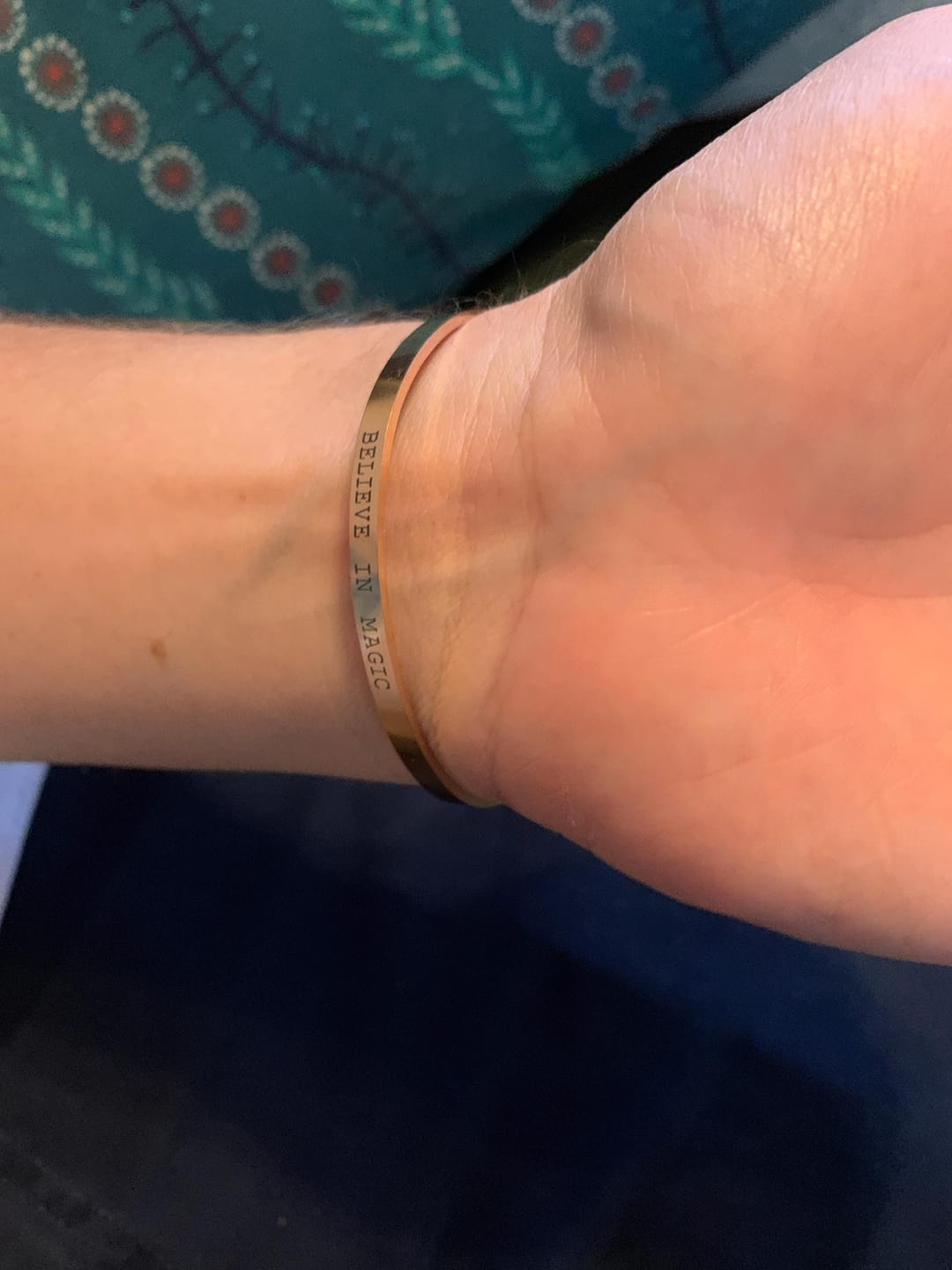 Customer photo review of Rose Gold Personalised Cuff Bracelet