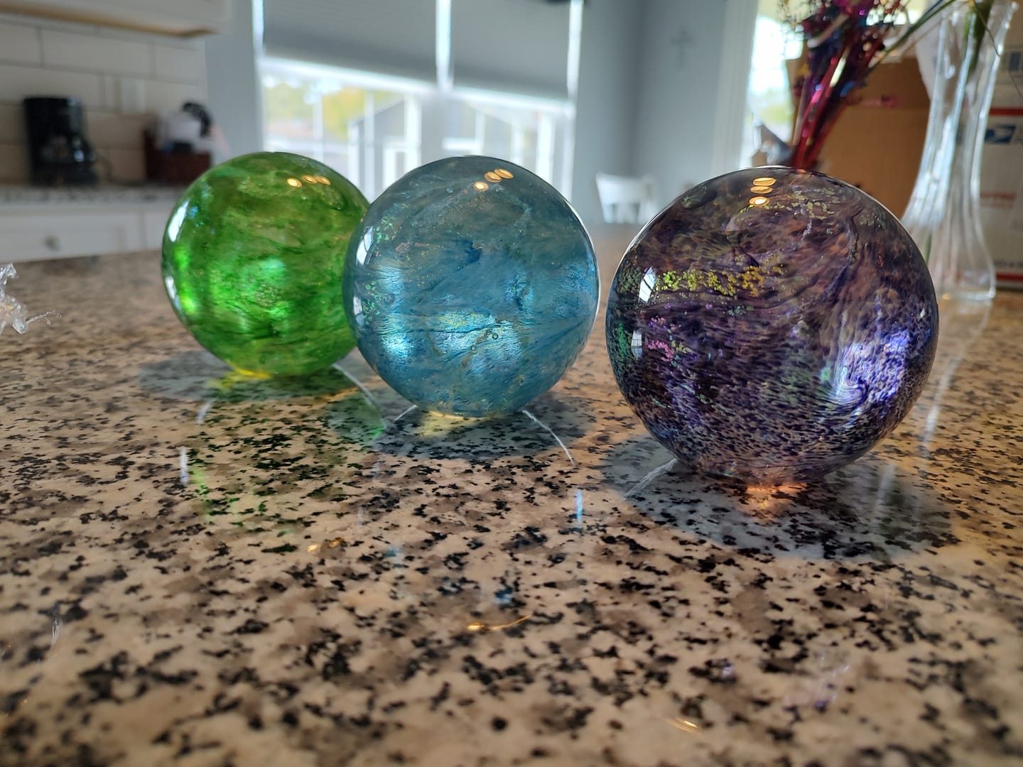 Customer photo review of Dichroic Explosion Orb with Cremation Ash