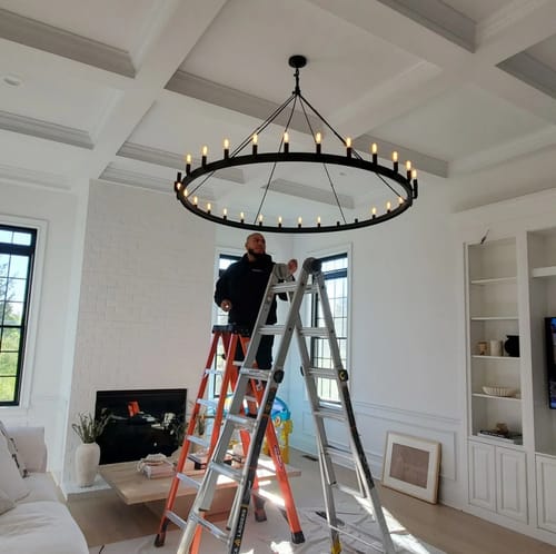 Customer photo review of ForgeLine Vintage Filament Round Chandelier