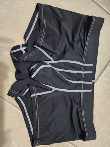 Customer photo review of Nylon 3in Boxer Briefs No Fly 4pk Black/Cyan/Gray/White