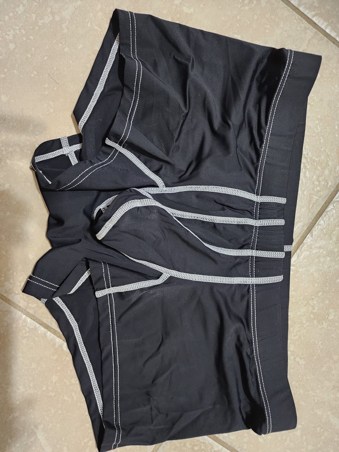 Customer photo review of Nylon 3in Boxer Briefs No Fly 4pk Black/Cyan/Gray/White