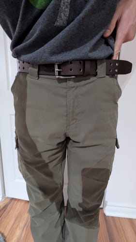 Customer photo review of Brown Double Hole Full Grain Leather Belt