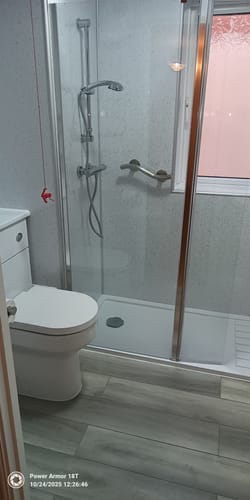 Customer photo review of 1700 x 700mm Walk In Rectangular Stone Shower Tray With Drying Area