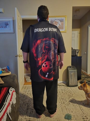Customer photo review of Custom Black And Red Dragon Bowling Quarter-Zip Shirts For Men, Dragon Bowling Tournament Team Shirt IPHW8418