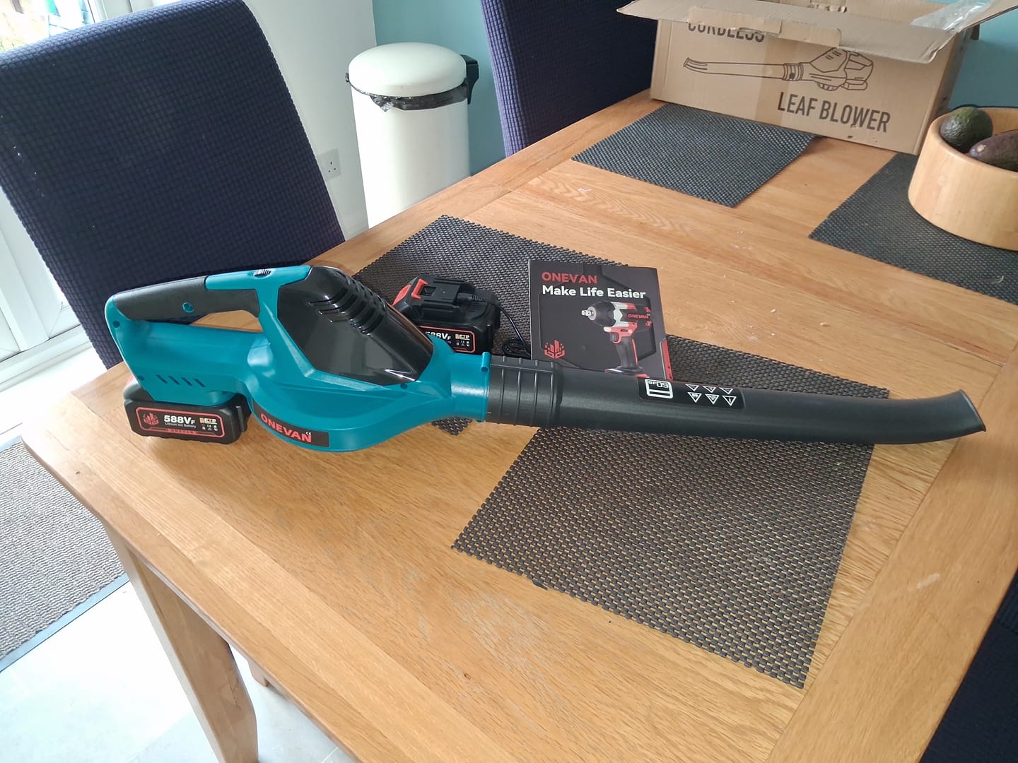 Customer photo review of ONEVAN 5500W Brushless Cordless 5-Speed Snow/Leaf Blower | For Makita 18V Battery