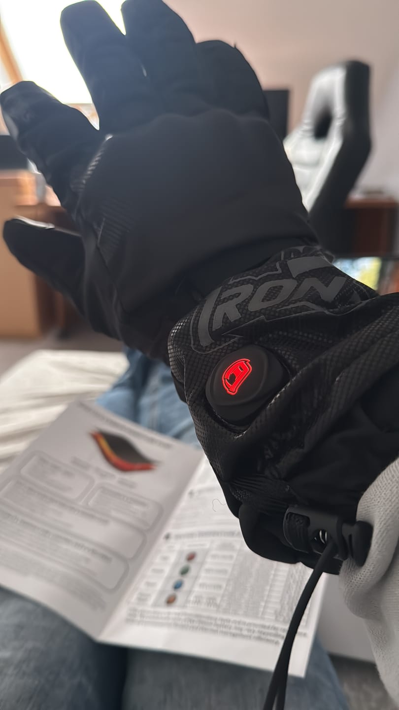 Customer photo review of RIDEIRON Winter Waterproof Rechargeable Heated Motorcycle Gloves | JIA10H