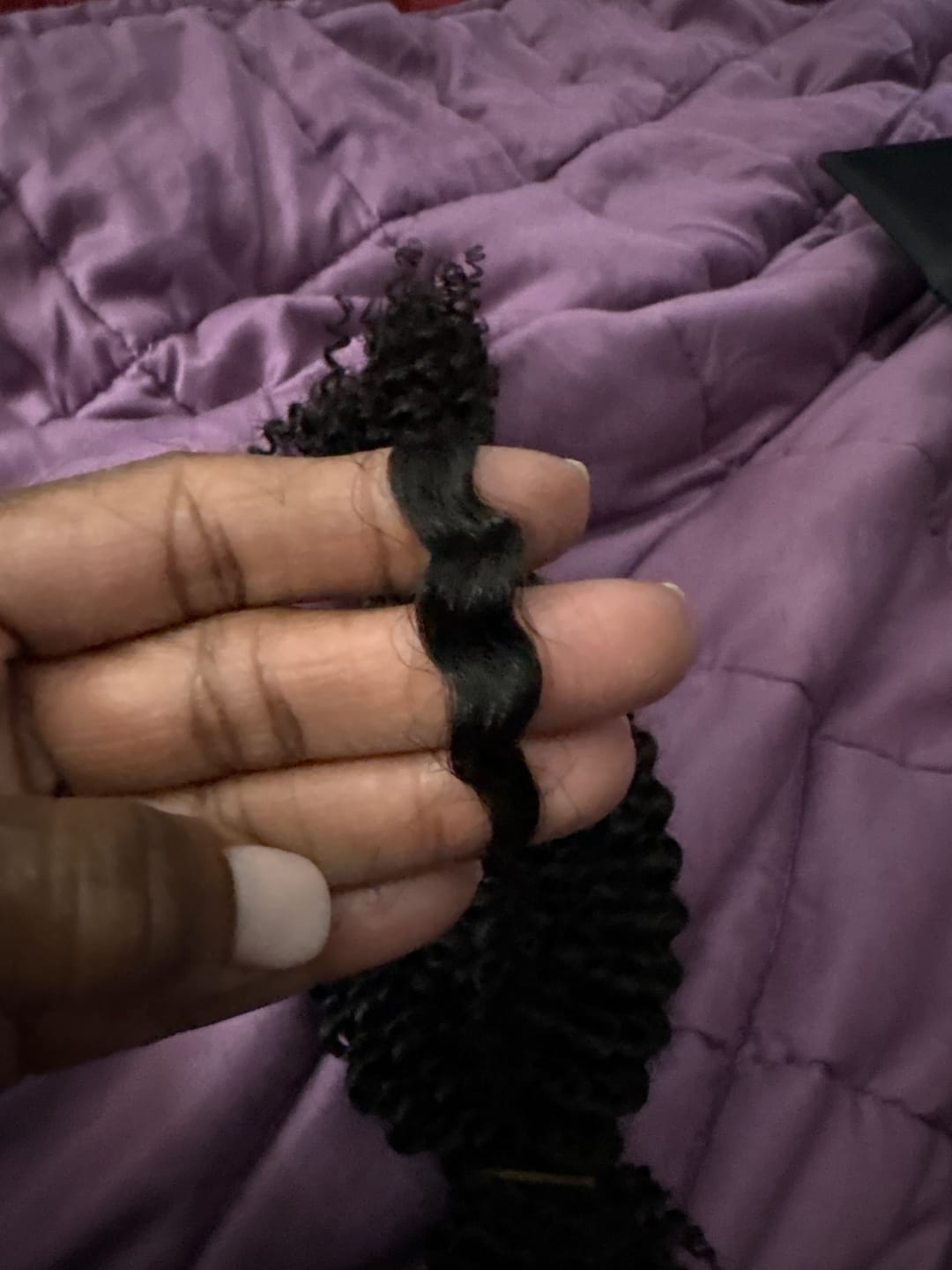 Customer photo review of Human Hair Spring Twist Hair Extensions Natural Color