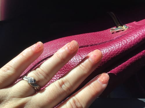 Customer photo review of 🎁 D766 Indulge Orange Glitter Dip Powder (100% off)