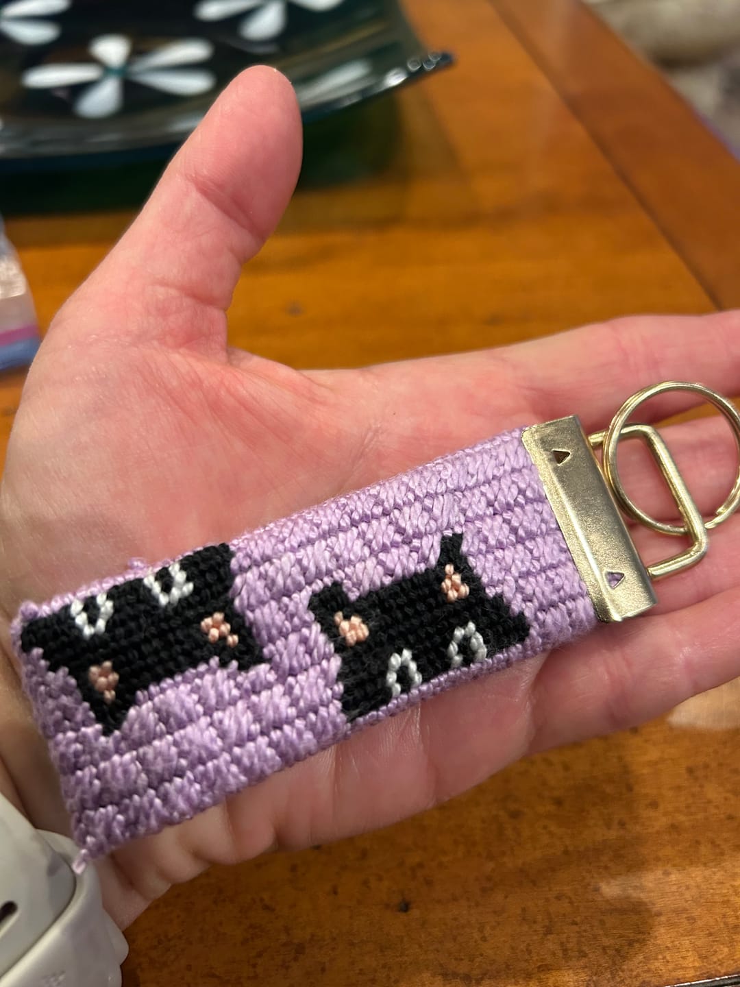 Customer photo review of Cats Key Fob Needlepoint Kit