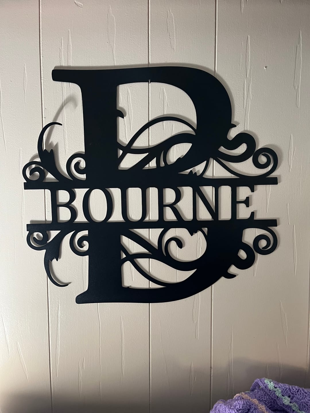 Customer photo review of Metal Split Letter Vine Monogram | Customizable Wall Art | Indoor Outdoor | Up to 46" | Over 20 Color Options