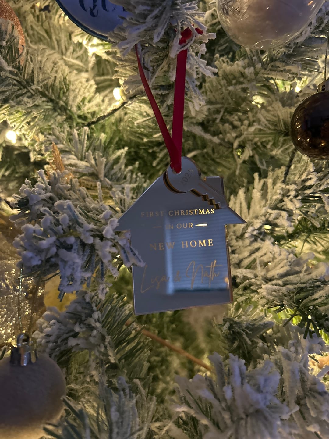 Customer photo review of New Home Personalised Christmas Ornament