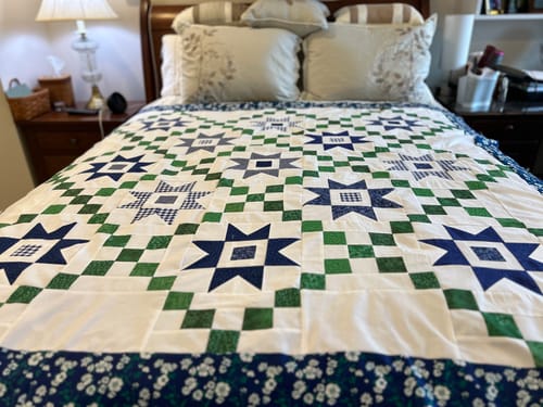 Customer photo review of Stars and Chains  Pre-Cut Ready-To-Sew Quilt Kit (Includes Backing!)