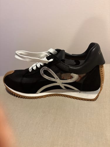 Customer photo review of FLOW RUNNER SNEAKER IN BLACK SUEDE AND SHEEPSKIN