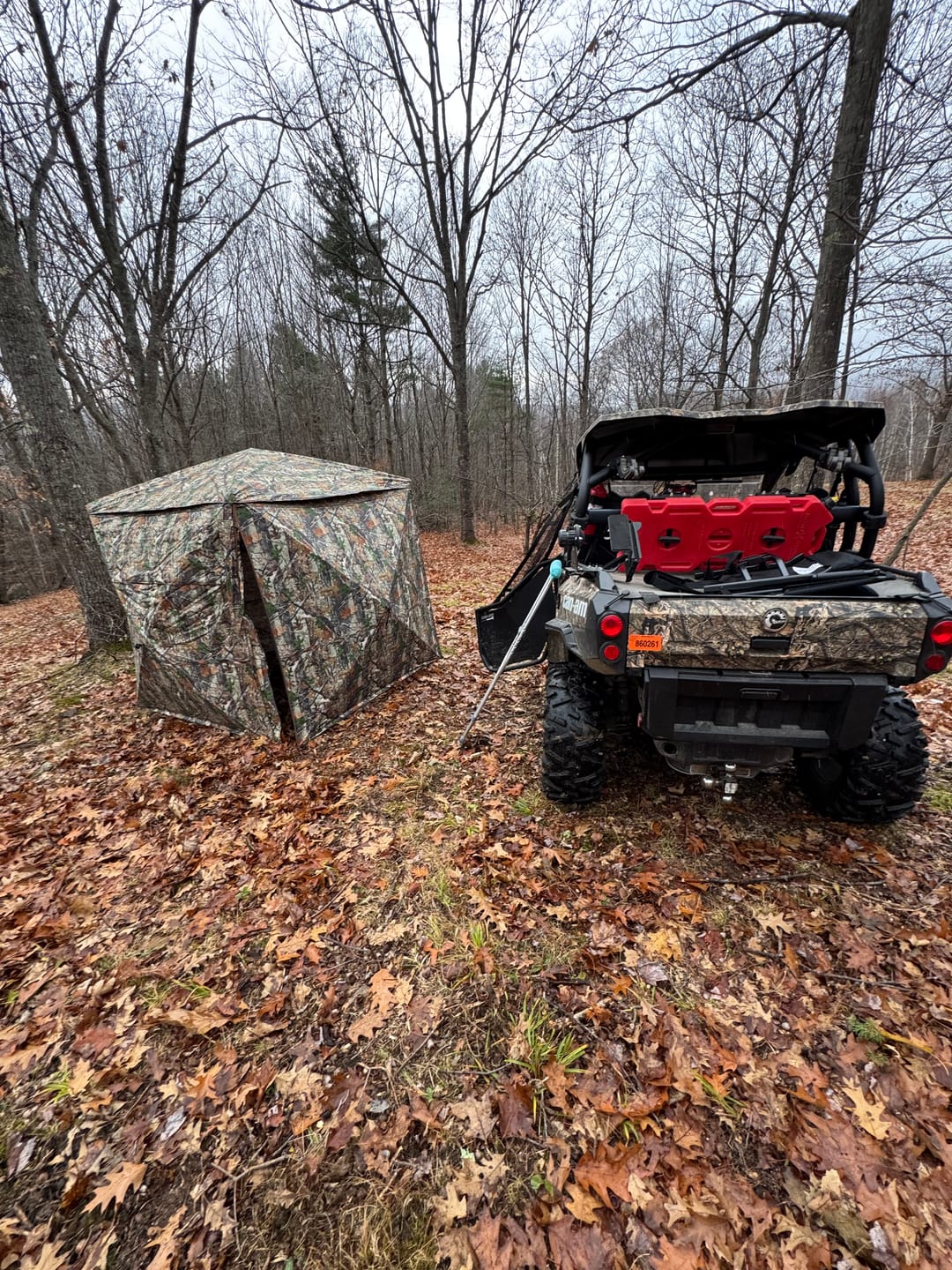 Customer photo review of FlipGuard 270 Hunting Blind See Through Blaze Orange | Portable 3-4 Person Weatherproof Pop Up Ground Blind for Deer with Big Flipping Door
