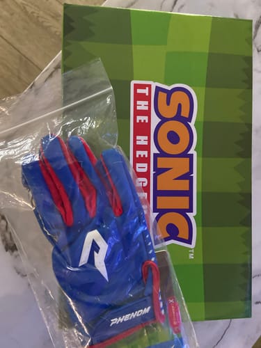 Customer photo review of Sonic the Hedgehog Football Gloves - VPS5 by Phenom Elite