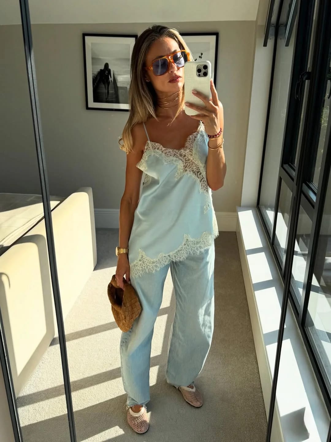 Customer photo review of Kara Asymmetric Satin Cami Top