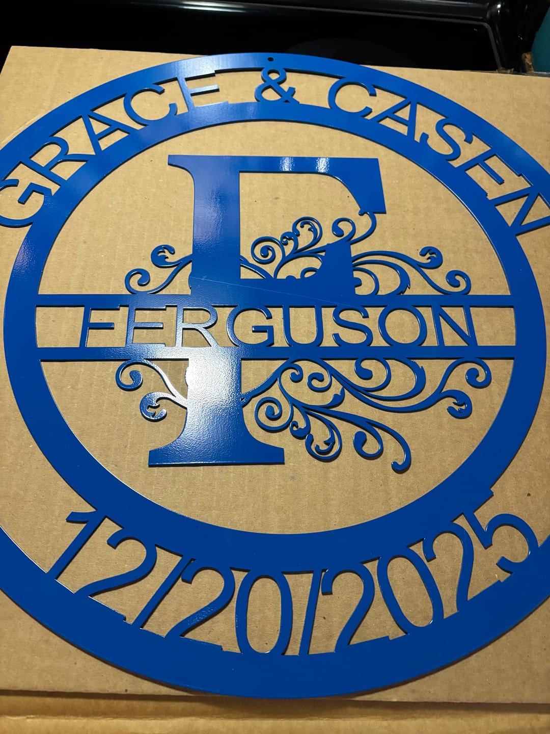 Customer photo review of Custom Metal Family Established Monogram Wall Art - 20+ Color Options
