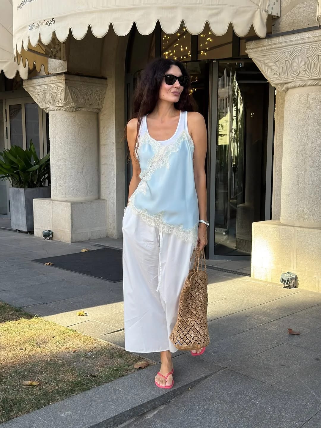 Customer photo review of Kara Asymmetric Satin Cami Top