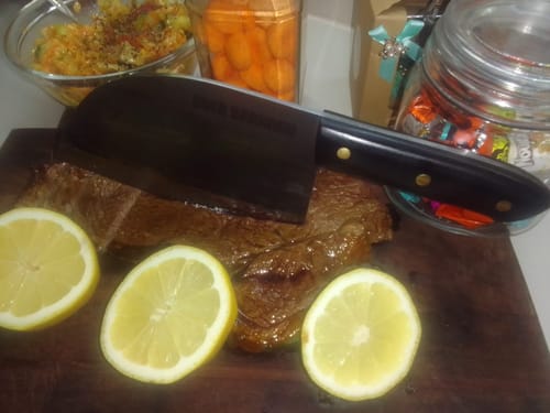 Customer photo review of Butcher Knife Custom Laser Engraving