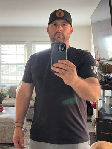 Customer photo review of Richardson 112 Genuine Leather Patch Hats Laser Engraved