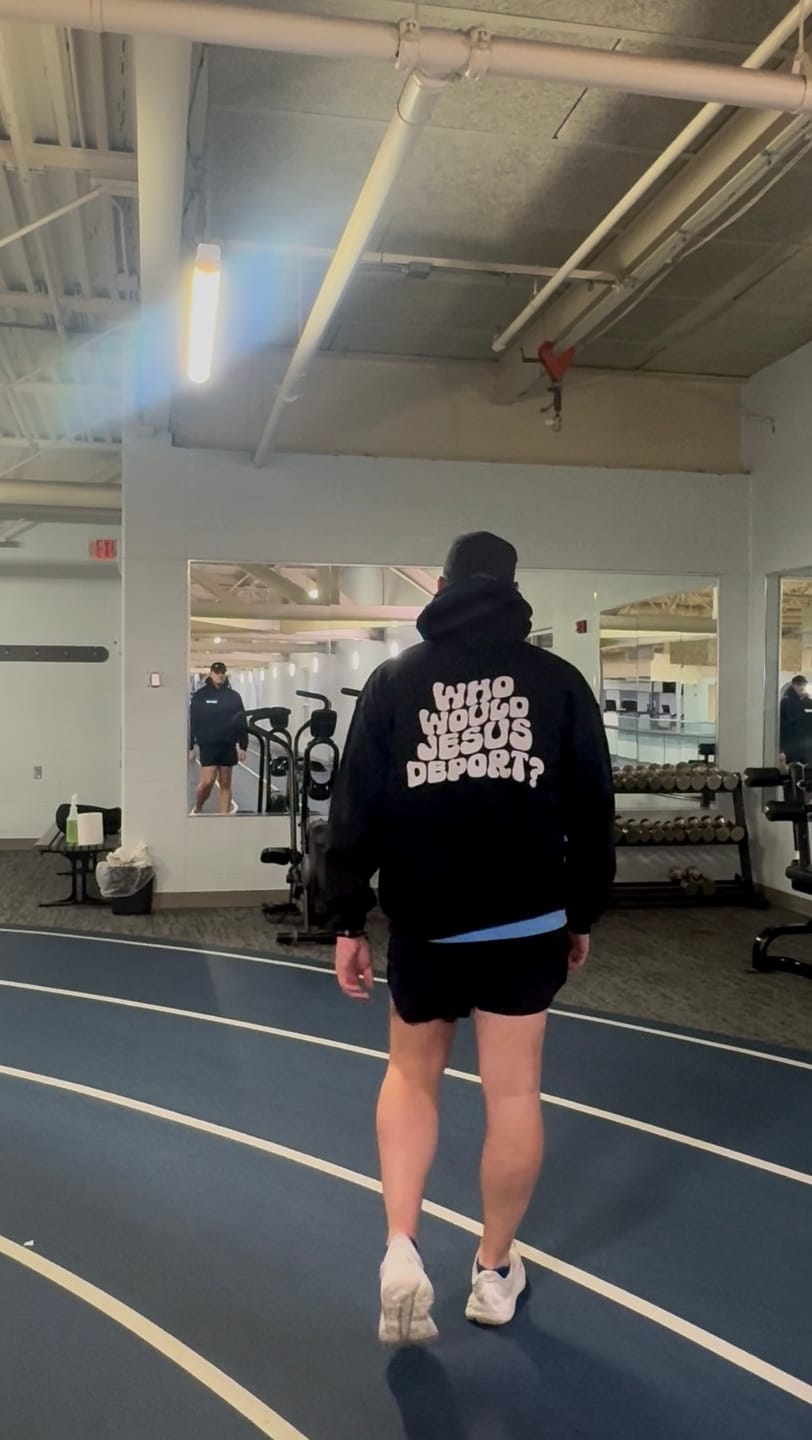 Customer photo review of Who Would Jesus Deport Hoodie