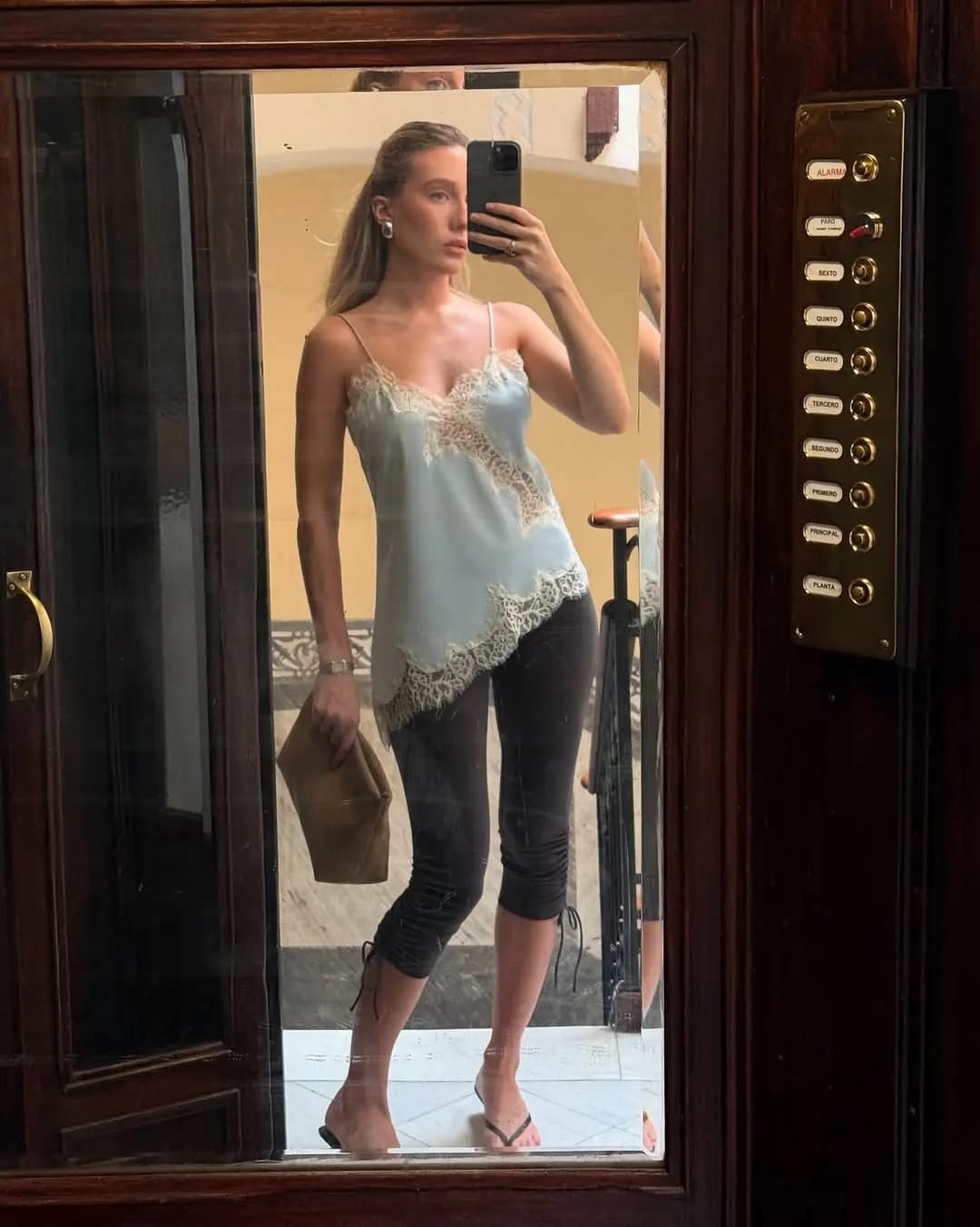 Customer photo review of Kara Asymmetric Satin Cami Top