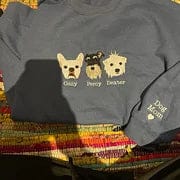 Customer photo review of Custom Embroidered Dog Portrait Photo Sweatshirt | Gifts For Pet Lovers