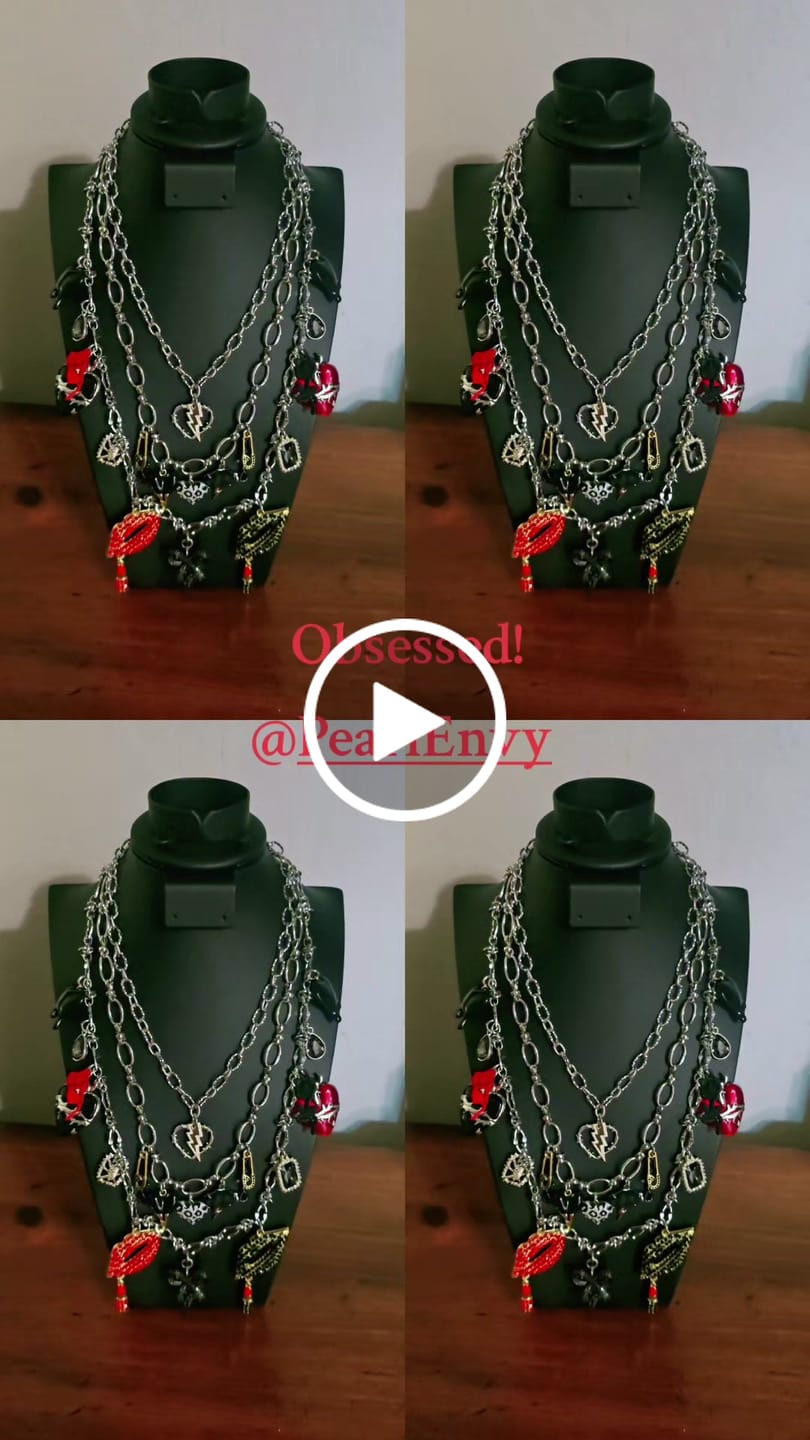 Customer video review of Design Your Own Custom Rhinestone Layered Charm Necklace- 3-20 Charms- Up To 3 Layers- Carabiner Option Add On