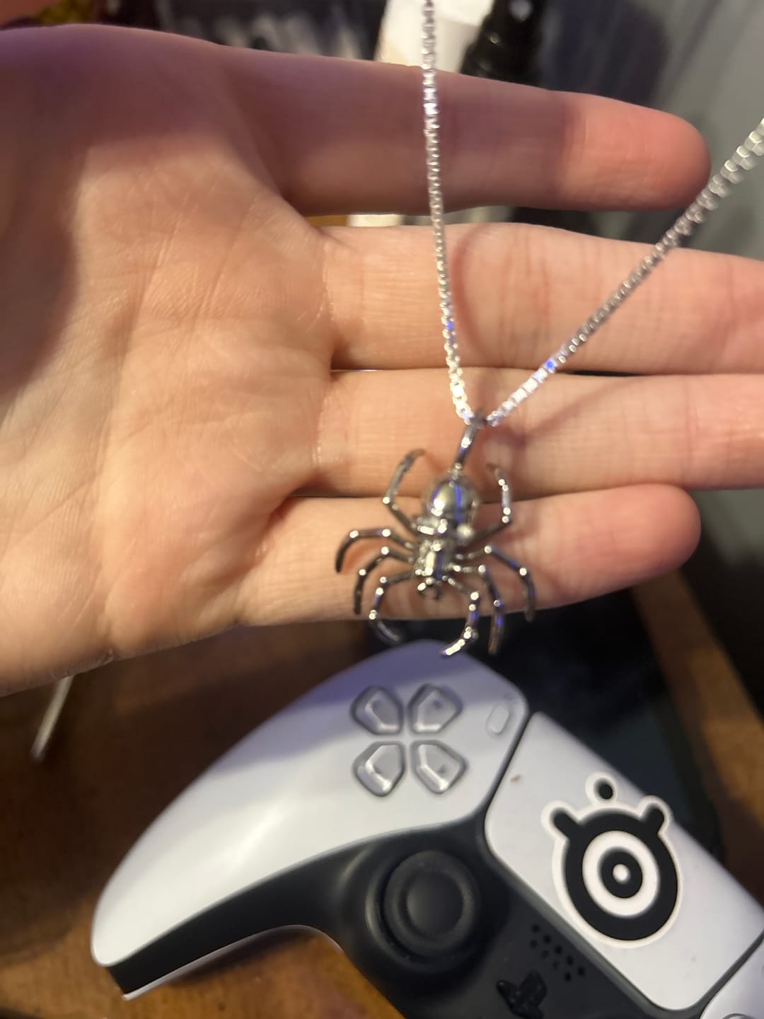 Customer photo review of SPIDER SKULL PENDANT