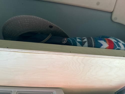 Customer photo review of Ford Transit Headliner Shelf DIY Kit