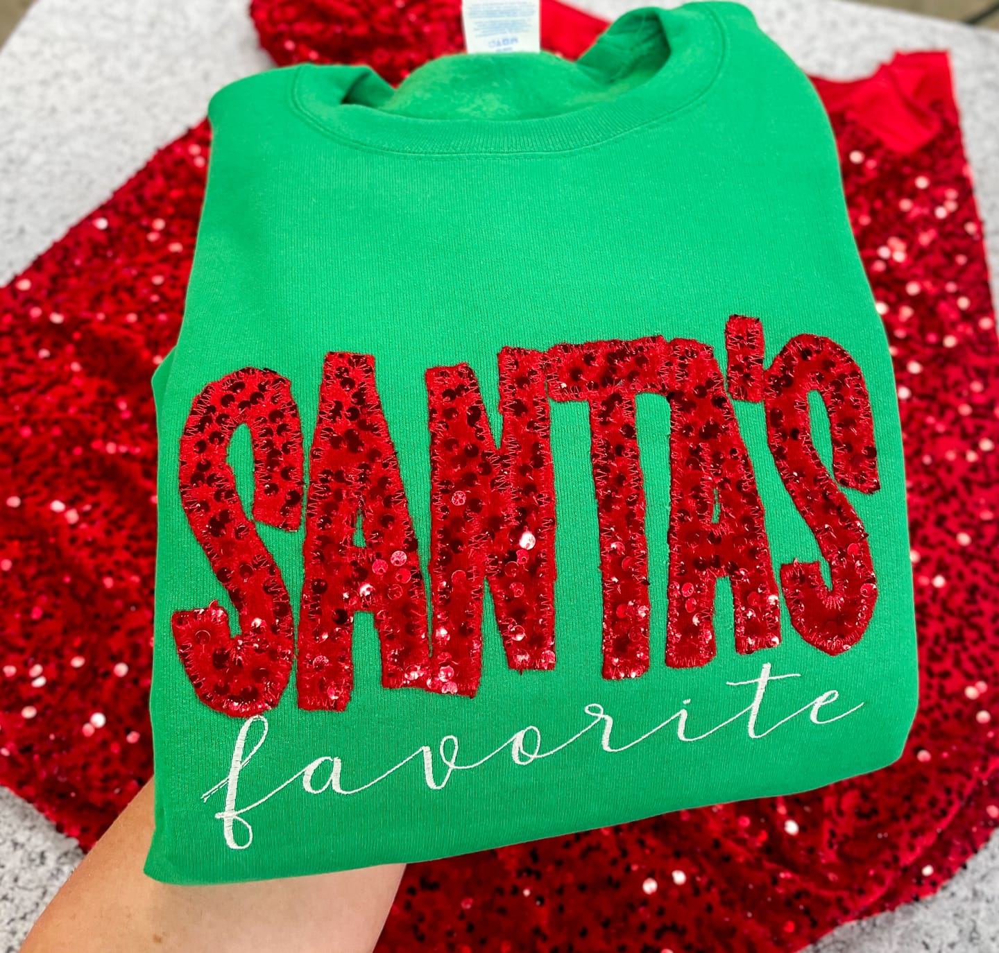 Customer photo review of Red Sequin on Velvet