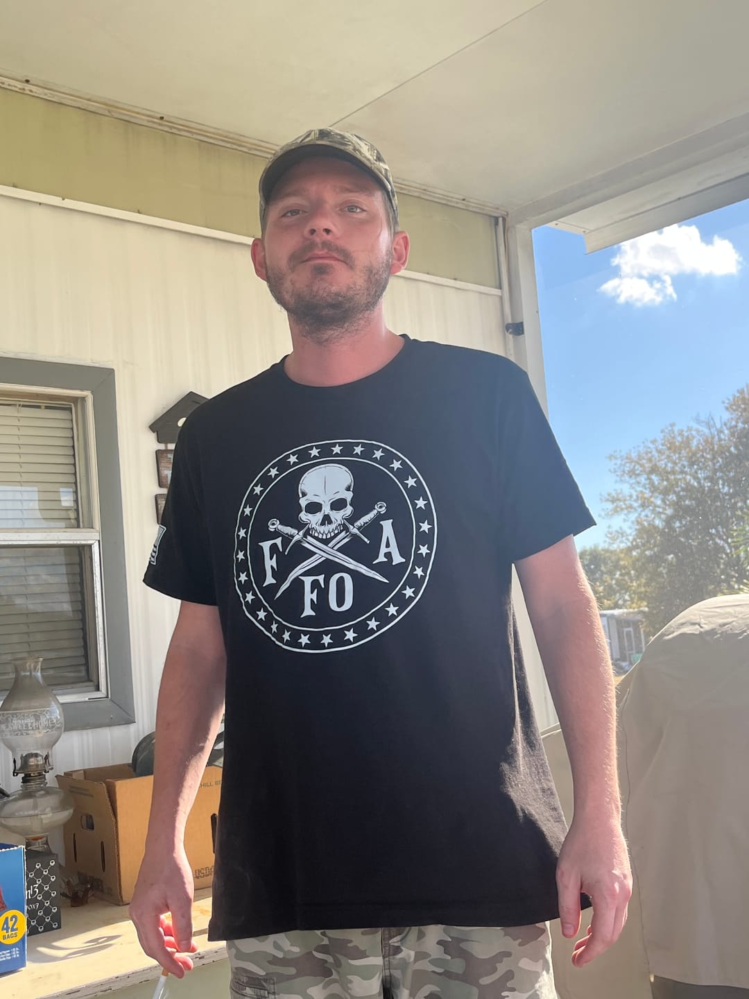 Customer photo review of FAFO Skull & Dagger T-Shirt