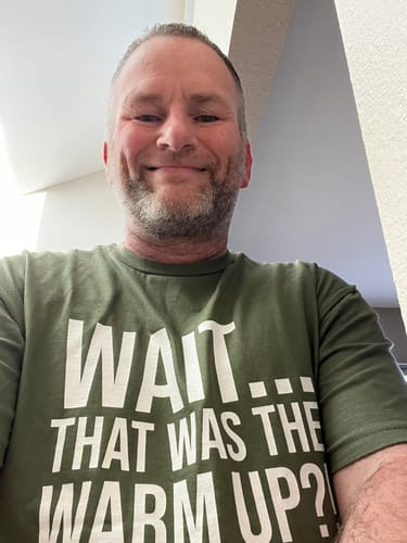 Customer photo review of Wait Warm Up T-Shirt