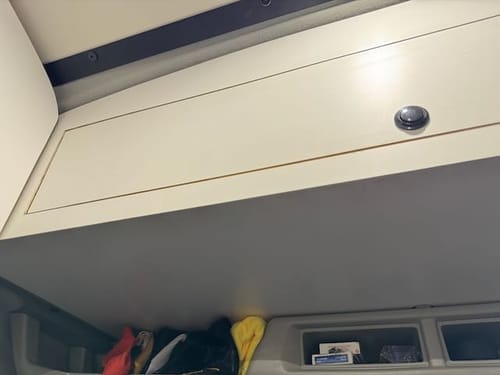 Customer photo review of Ford Transit Headliner Shelf DIY Kit