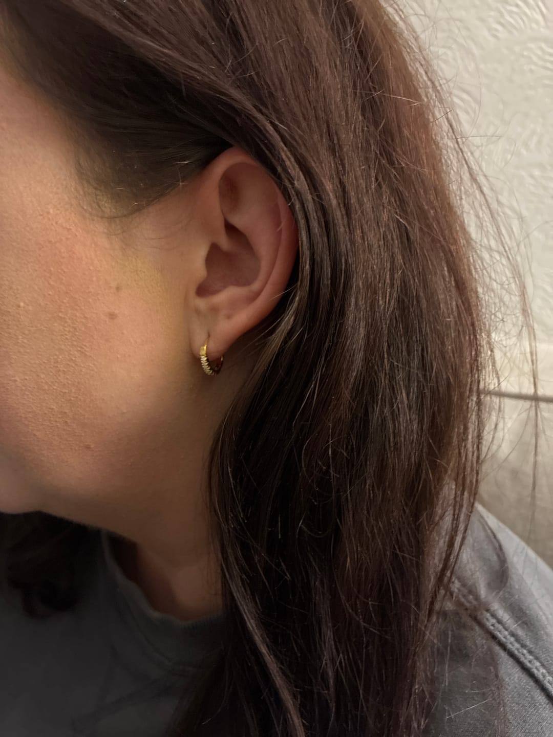 Customer photo review of Moissanite Hoop Earrings