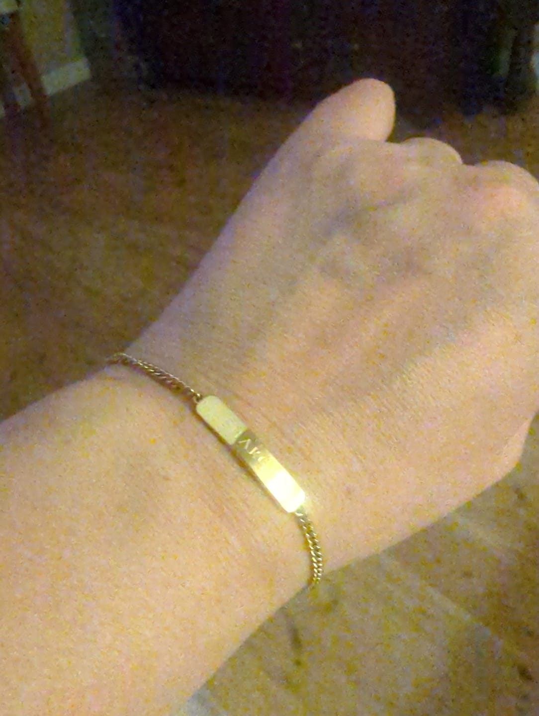 Customer photo review of The Engraved Bracelet Gold