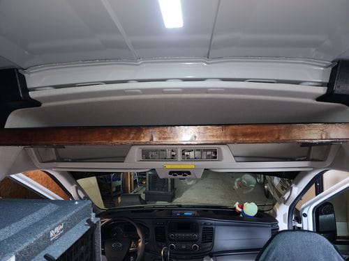 Customer photo review of Ford Transit Headliner Shelf DIY Kit