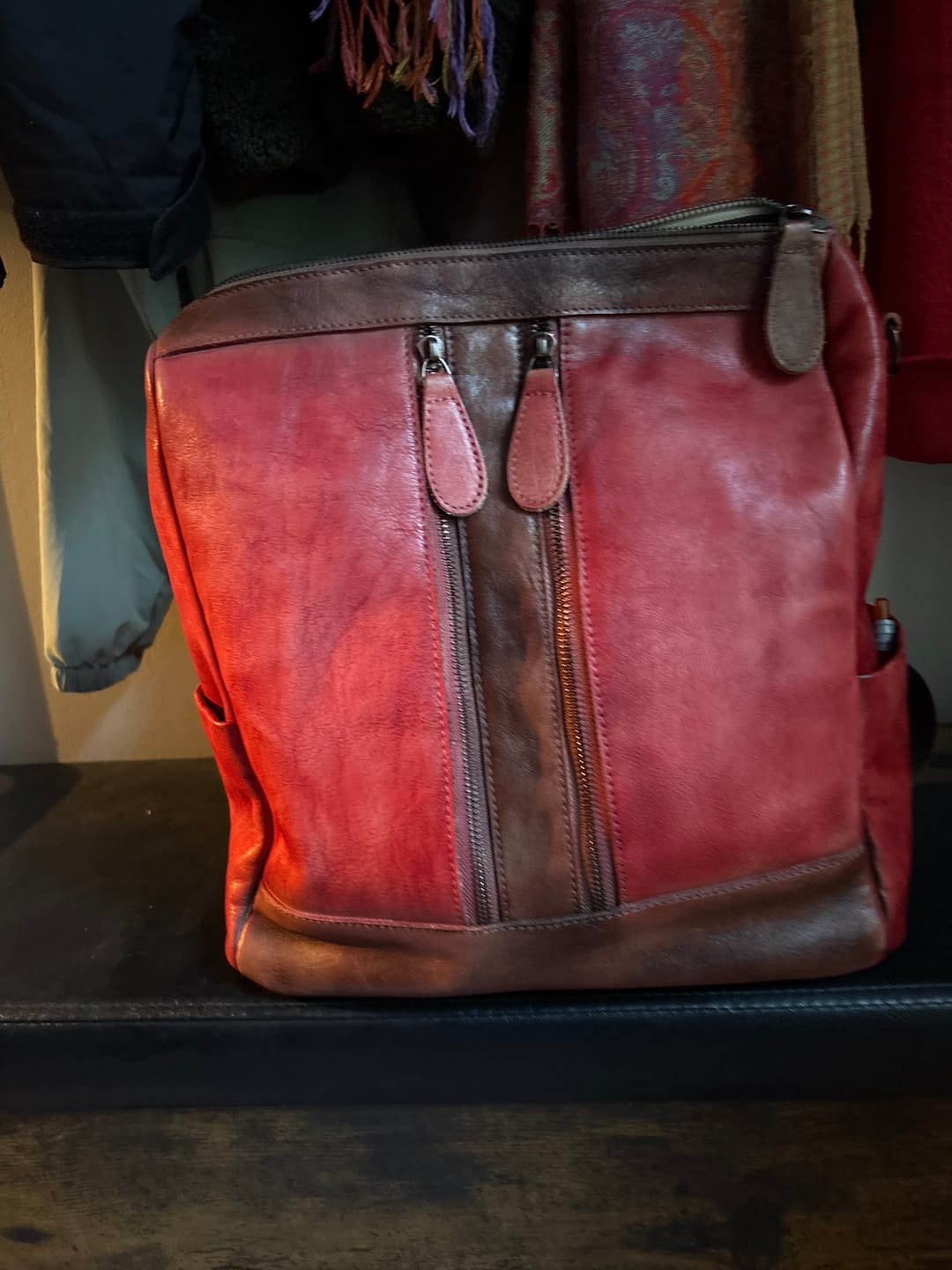 Customer photo review of Casual Travel Color Matching Leather Backpack
