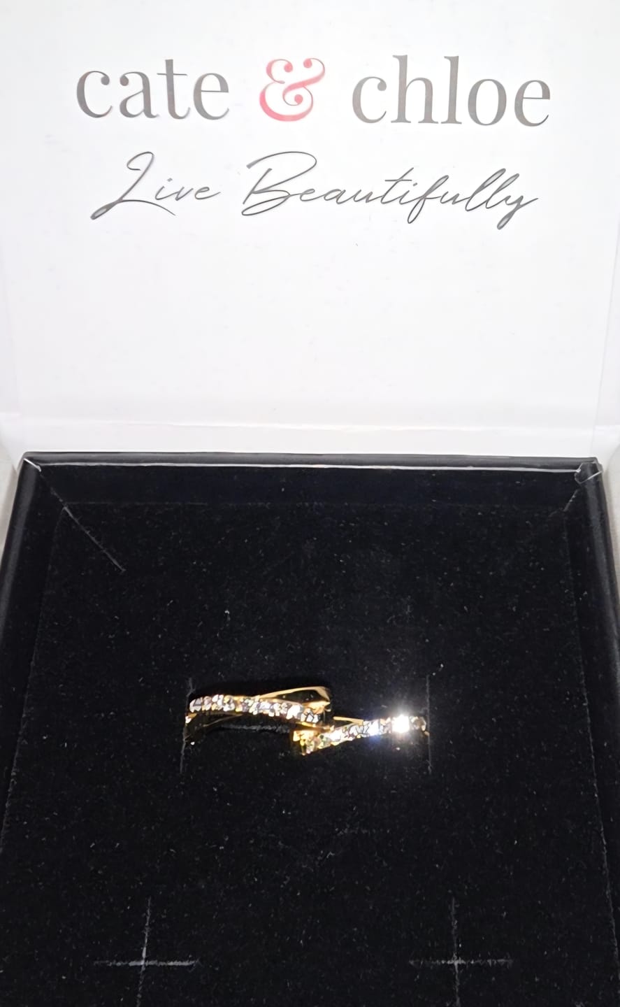 Customer photo review of Amaya 18k White Gold Plated 16mm Twisted Hoop Earrings with Swarovski Crystals