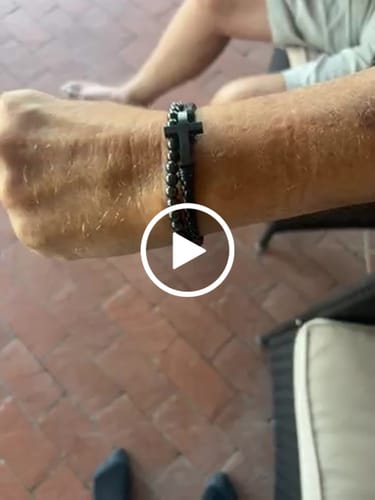 Customer video review of FIDES Cross Leather & Magnetic Titanium Bead Bracelet: Helps Pair Veterans With A Service Dog Or Shelter Dog