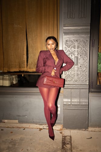 Customer photo review of Power Shoulder Fitted Suit Blazer