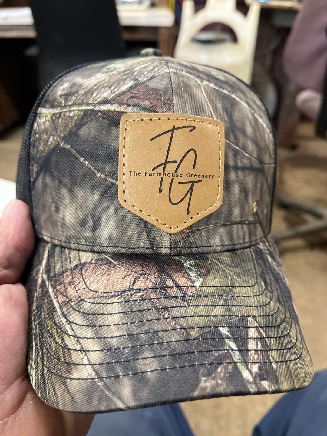 Customer photo review of Richardson 112P Camo Custom Leather Patch Hat
