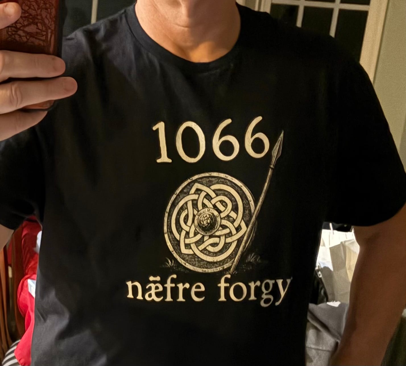 Customer photo review of Hastings 1066 Never Forget in Old English Unisex Lightweight T-Shirt