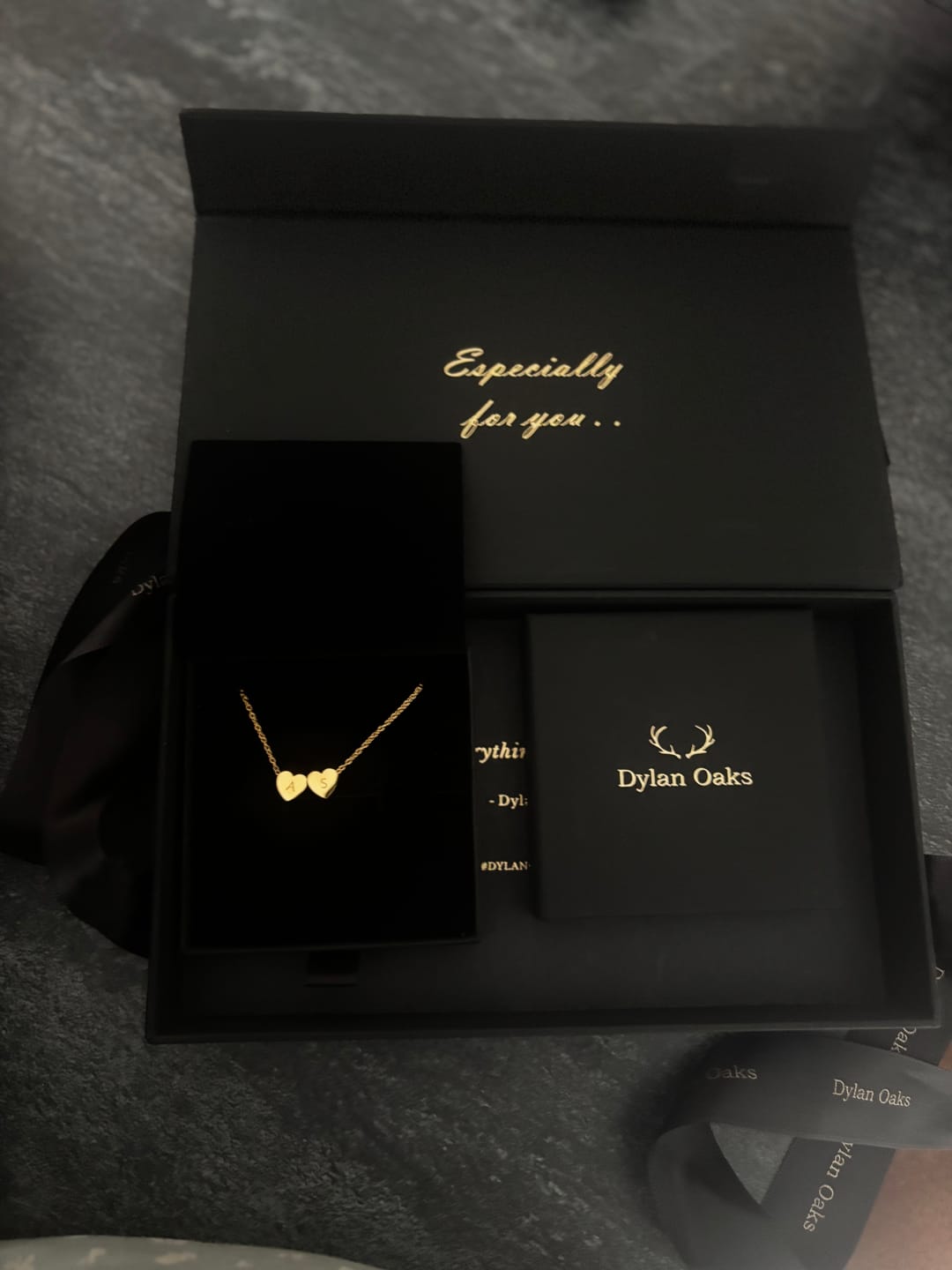 Customer photo review of Amo Heart Double Bead Necklace in Gold