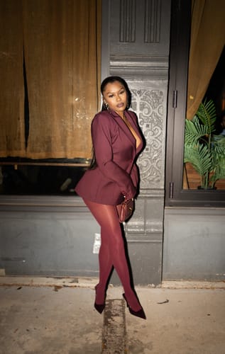 Customer photo review of Power Shoulder Fitted Suit Blazer