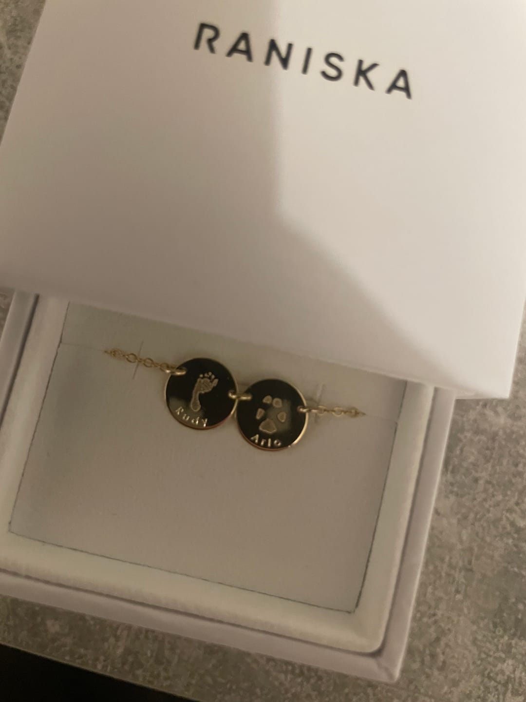 Customer photo review of Halle Small Disk Necklace