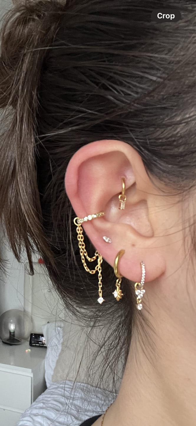 Customer photo review of Layered Drop Earring Chain